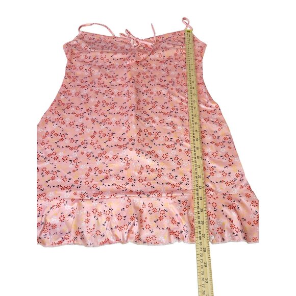 Vintage Pink Floral Spaghetti Strap Dress With Ruffle Hem XL - Picture 7 of 8